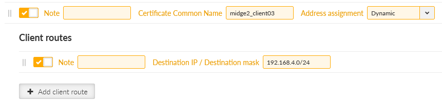 MIDGE3_Server – adding MIDGE2_Client03 client