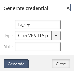 MIDGE3_Server, OpenVPN TLS Protection key ta_key (TLS-Auth)
