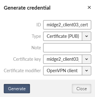 MIDGE3_Server – generating MIDGE2_Client03 OpenVPN certificate