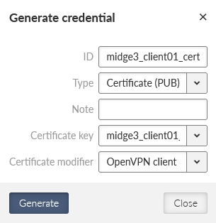 MIDGE3_Server Generating MIDGE3_Client01’s public OpenVPN certificate (client)