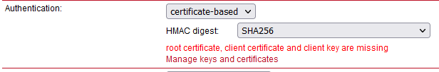 Upload the required certificates and keys