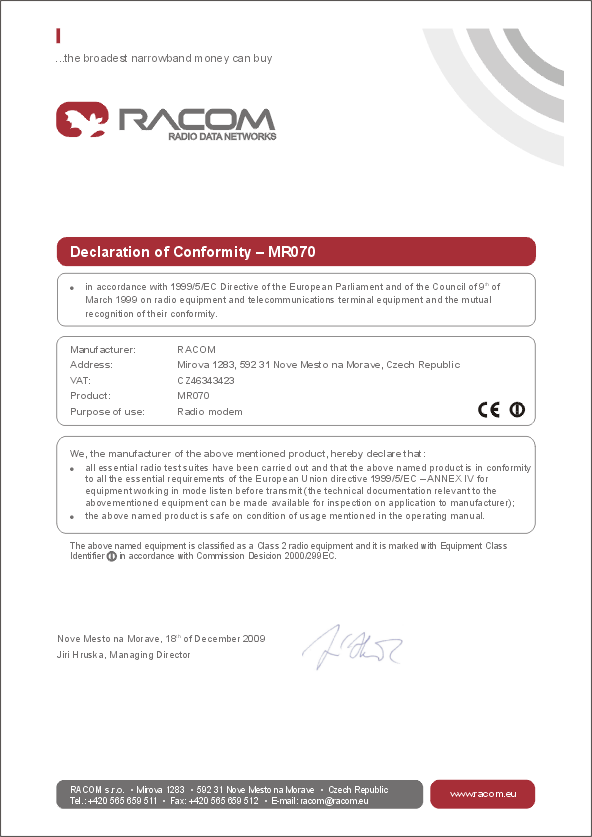 MR070 consistency declaration
