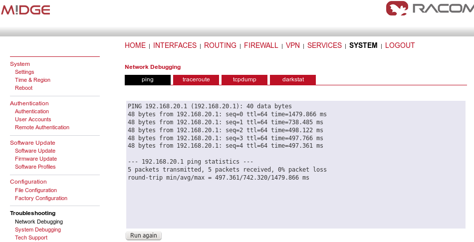 Checking OpenVPN tunnel via ping