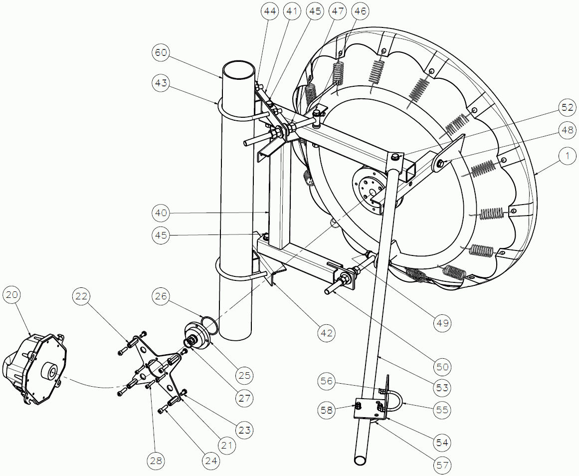 Installation diagram for the Arkivator antenna, 120 cm