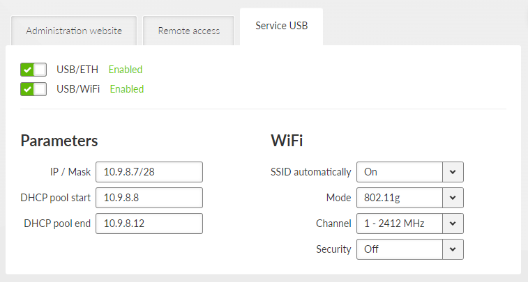 SETTINGS > Security > Management access