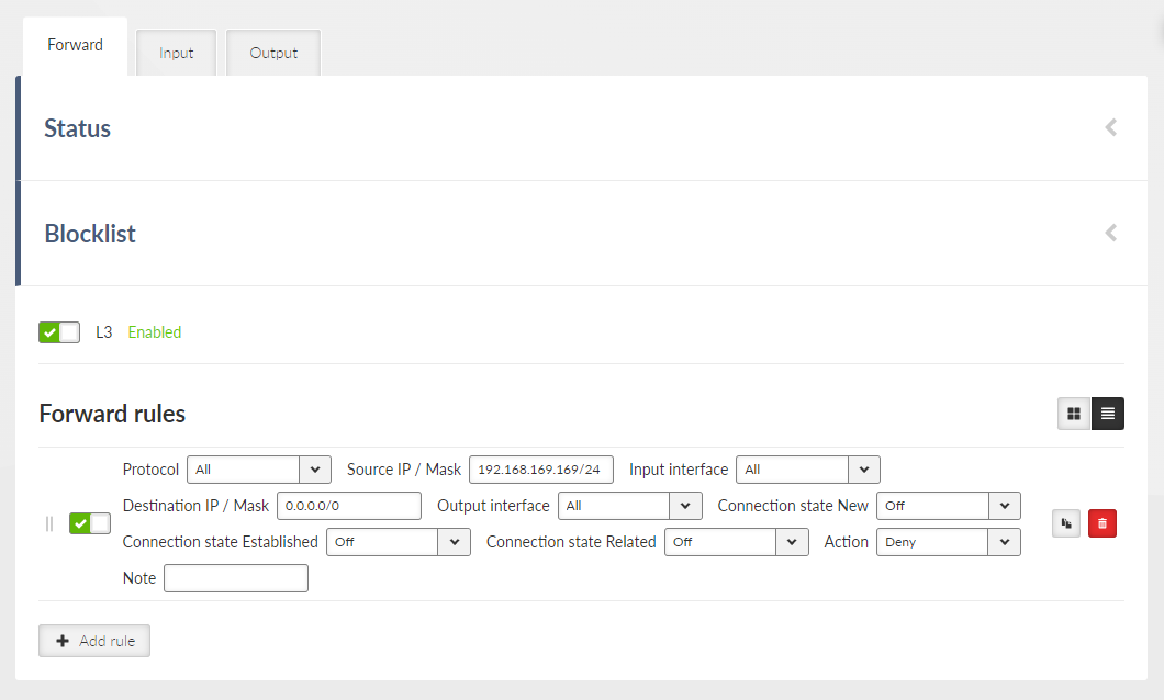 SETTINGS > Firewall > L3