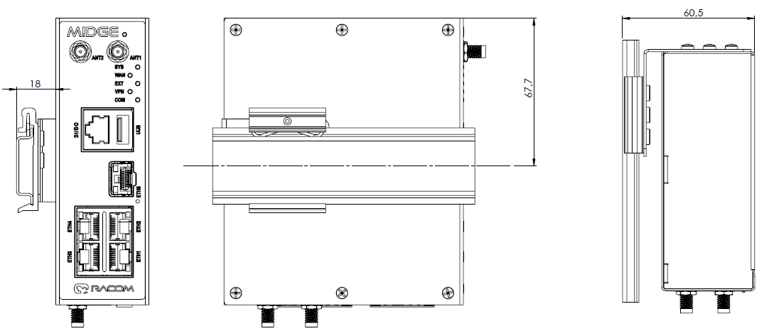 M!DGE3 Edge-bracket dimensions