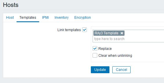 Replacing RAy3 template for selected units