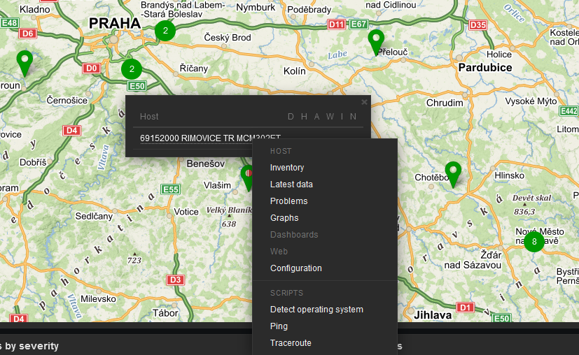 Geographical map host details