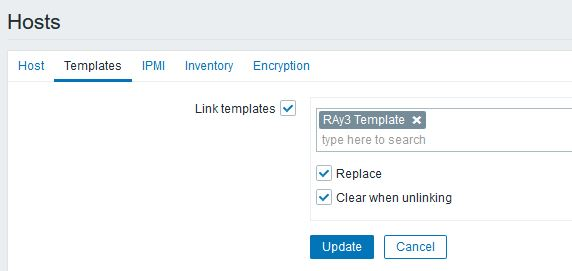 Replacing RAy3 template for selected units with Clearing the hosts' items