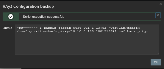 RAy3 Configuration backup script output