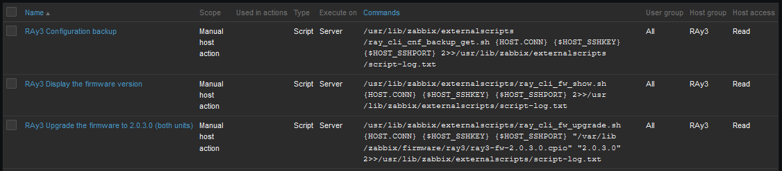 RAy3 scripts in Zabbix