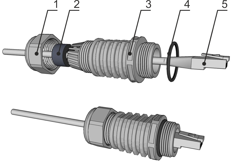 Bushing assembly for metallic Ethernet with long ETH connector (or for non-OFA fibre optic cable)  