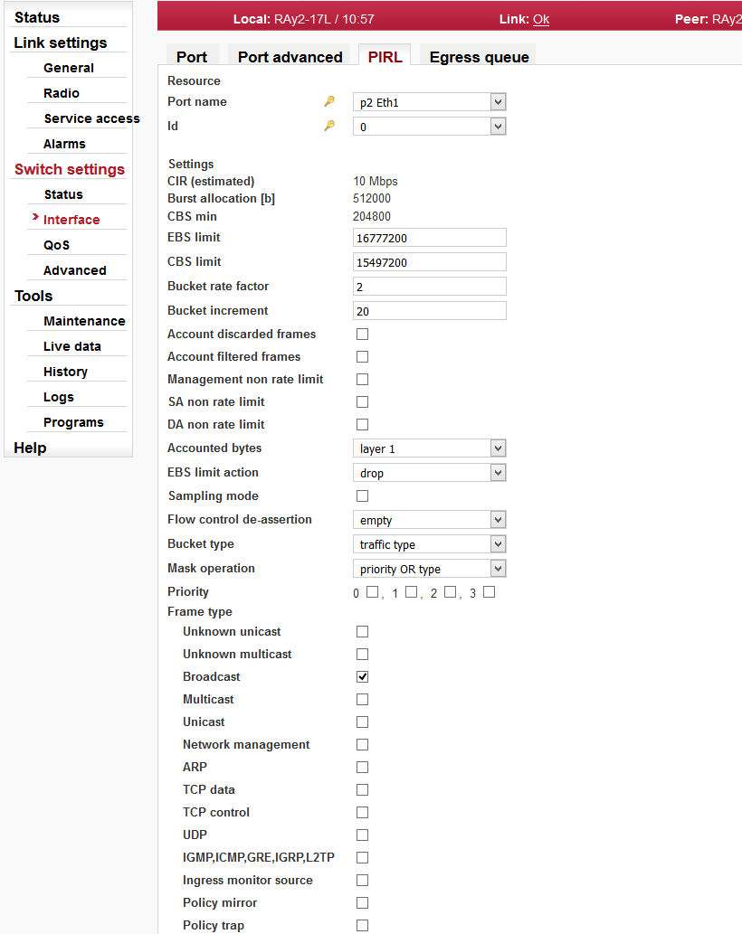 Menu Switch settings / PIRL Resource