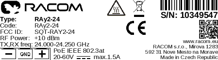 Example of production label - RAy2-24