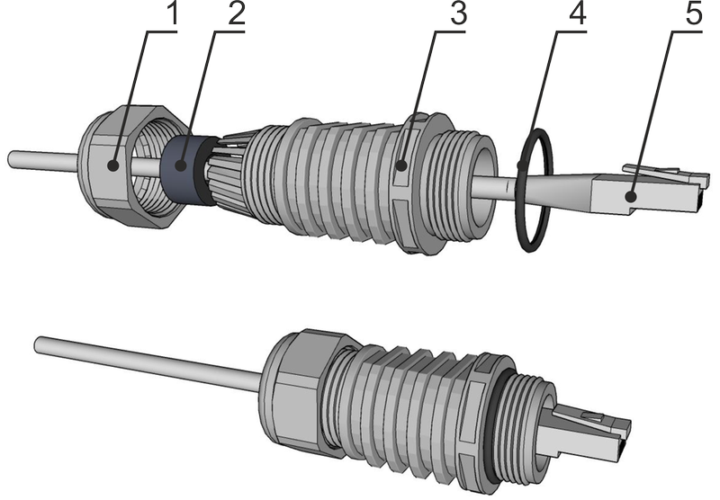 Bushing assembly for metallic Ethernet with long ETH connector (or for non-OFA fibre optic cable) 