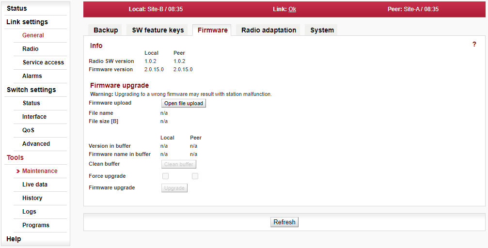 Menu Tools > Maintenance > Firmware