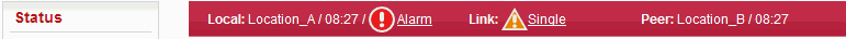 Status bar - example of Alarm + Link not OK