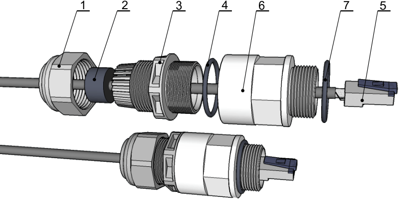 Bushing including short lengthening (for metallic Eth with longer connector or for DC-RJ45 adapter or for non-OFA fibre optic cable)