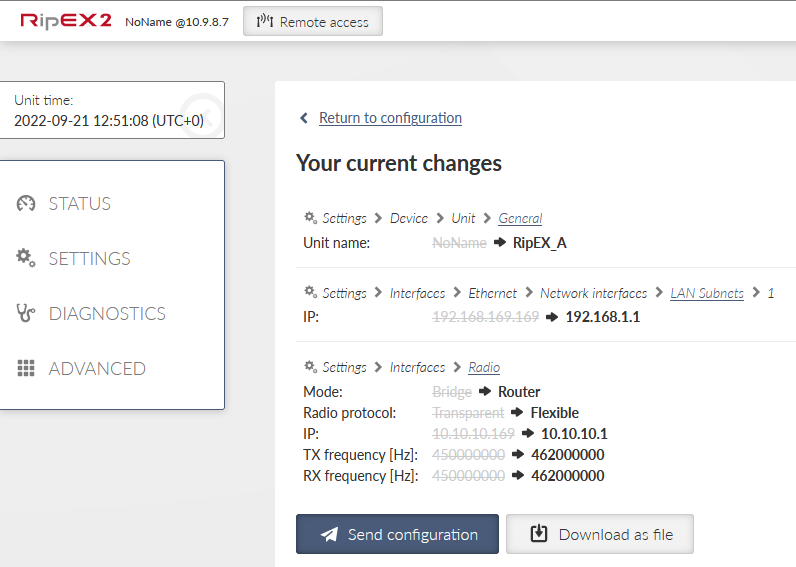 RipEX_A Basic configuration