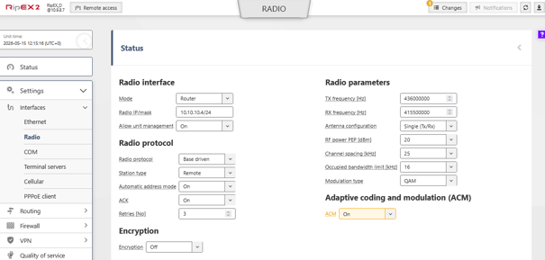 ACM enabled in the BDP remote unit