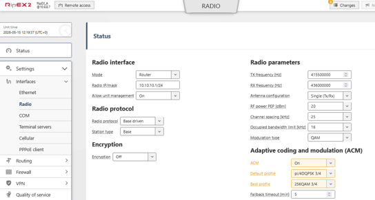 ACM settings – RipEX_A