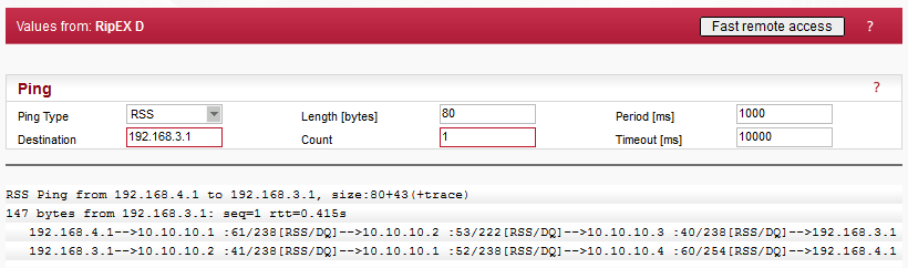 RSS ping from RipEX D to RipEX C