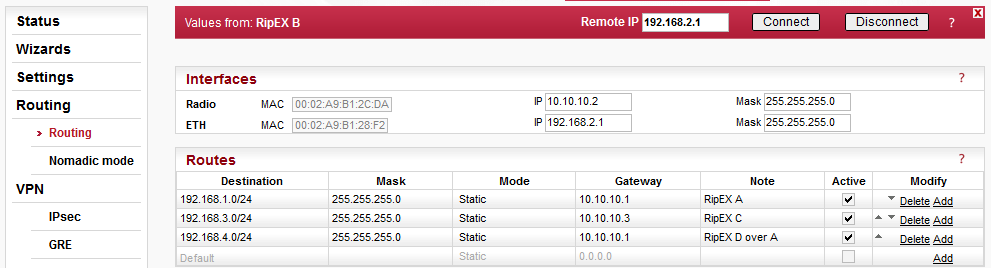 RipEX B Routing