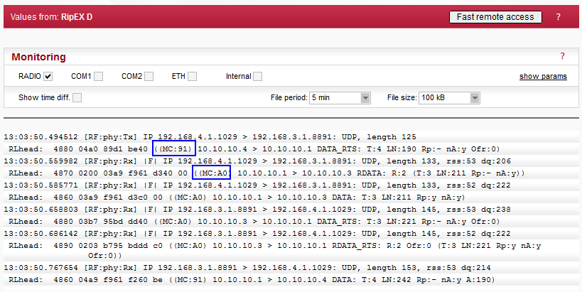 RSS Ping Monitoring output