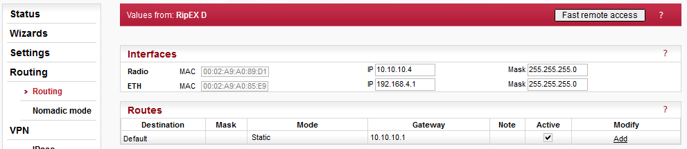 RipEX D Routing