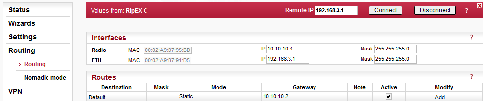 RipEX C Routing