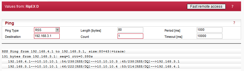 RSS ping from RipEX D to RipEX C