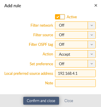 RipEX_D – OSPF Import filter