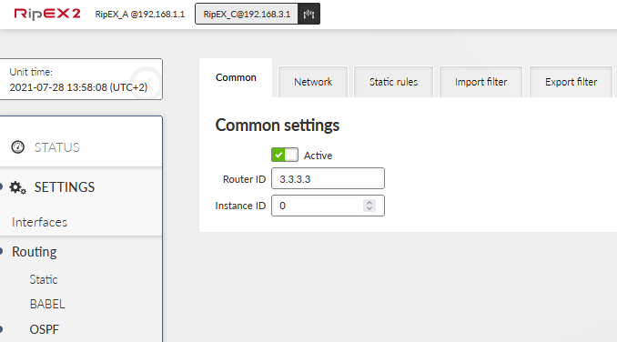 RipEX_C – OSPF activation