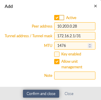 RipEX_D – GRE tunnel setup