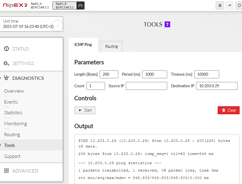 RipEX_B – Pings over cellular/LTE