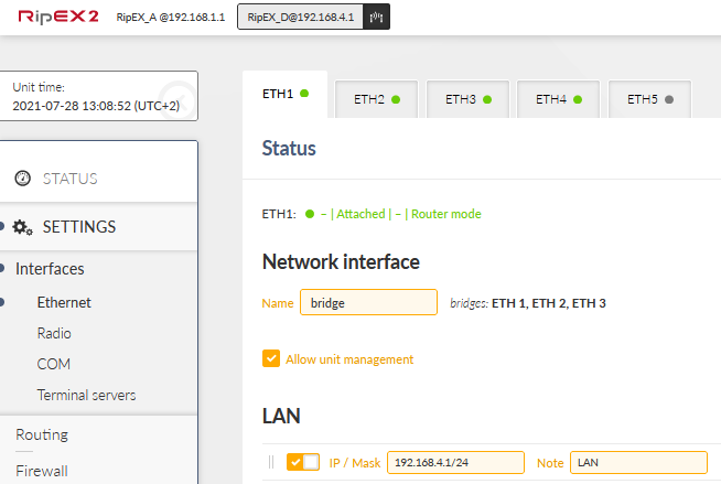 RipEX_D – ETH1 configuration