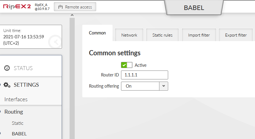 RipEX_A – BABEL common settings