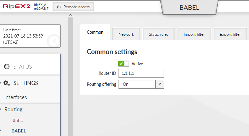 RipEX_A – Babel common settings