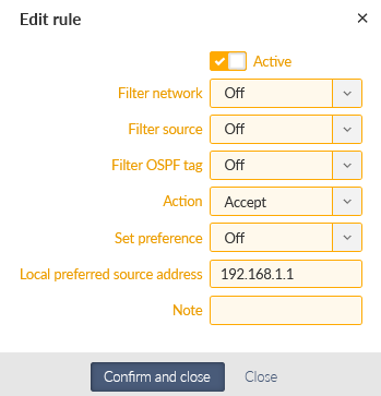 RipEX_A – OSPF Import filter