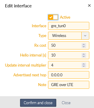 RipEX_D – Babel interface (GRE over LTE)