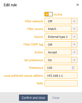 RipEX_A – Import filter, 1st rule