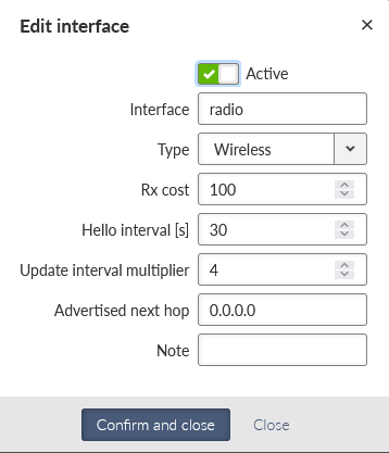 RipEX_A – Babel Network settings