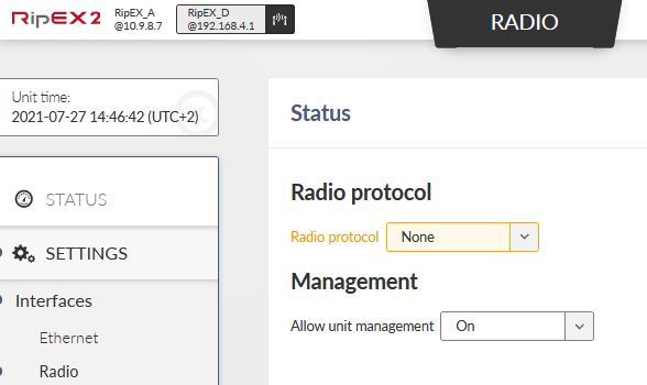 RipEX_D – Radio communication disabled