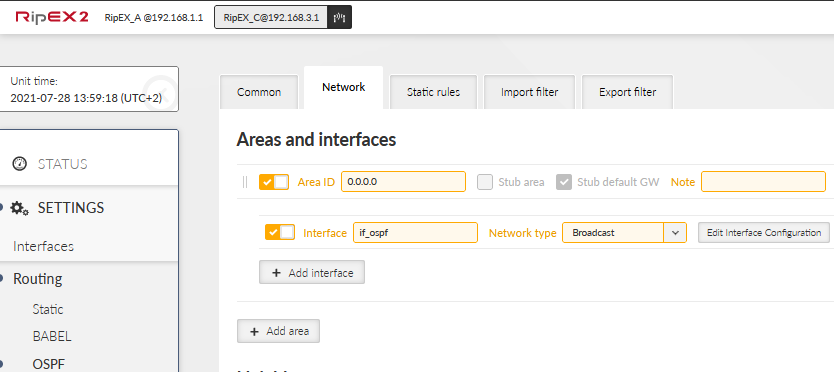 RipEX_C – OSPF network