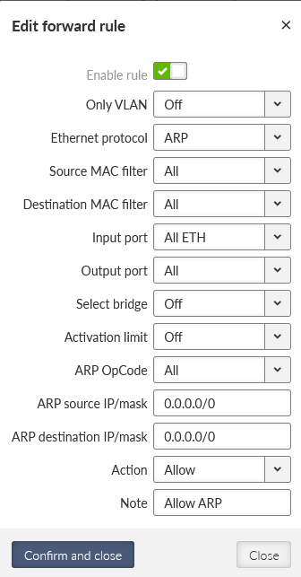 Enabling ARP data