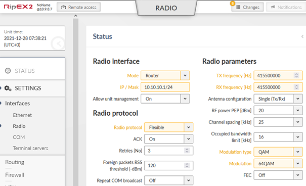 RipEX_A Interfaces – Radio