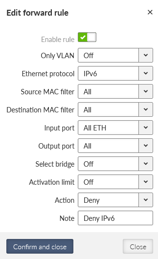 Denying IPv6 data