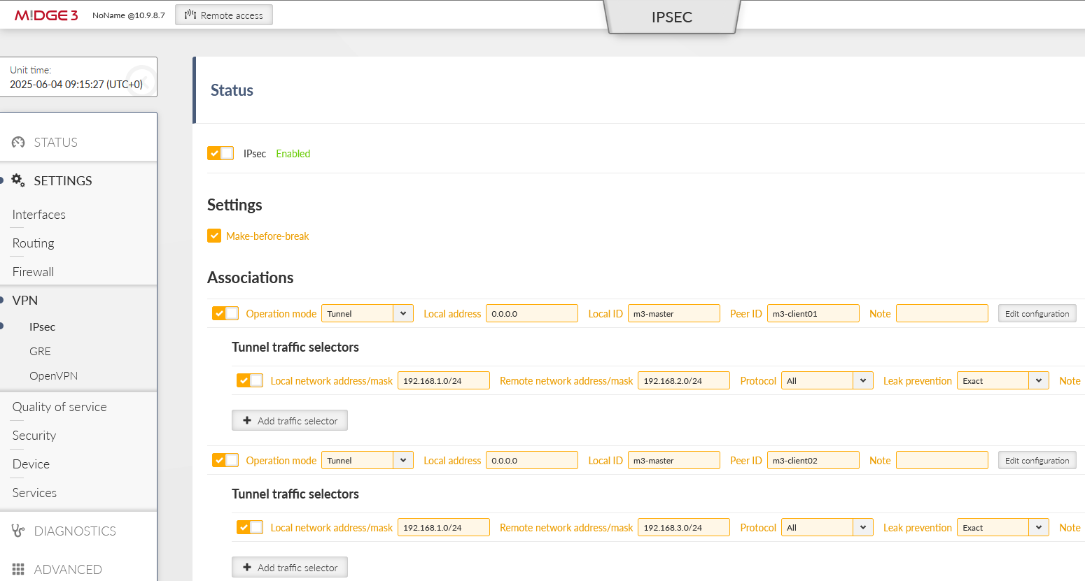 M3_Master IPsec settings