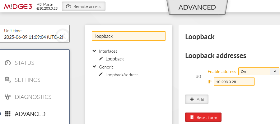 M3_Master loopback address